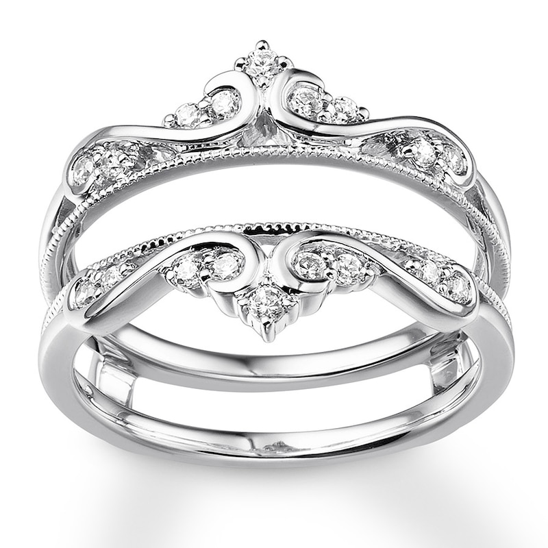 Main Image 1 of Previously Owned Diamond Insert Ring 1/4 ct tw Round-cut 14K White Gold - Size 5