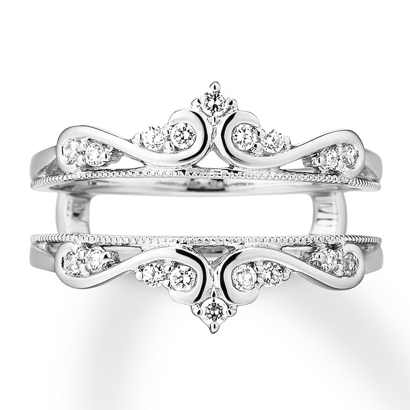 Main Image 4 of Previously Owned Diamond Insert Ring 1/4 ct tw Round-cut 14K White Gold - Size 5