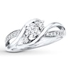 Thumbnail Image 1 of Previously Owned Three-Stone Engagement Ring 3/8 ct tw Round-cut Diamonds 14K White Gold - Size 9.5