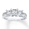 Thumbnail Image 0 of Previously Owned Diamond 3-Stone Ring 1 ct tw Princess & Round-cut 14K White Gold - Size 4.5