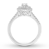 Thumbnail Image 2 of Previously Owned Diamond Engagement Ring 1/2 ct tw Round & Baguette 14K White Gold - Size 9.75