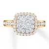 Thumbnail Image 3 of Previously Owned Diamond Engagement Ring 3/4 ct tw Princess & Round-cut 14K Two-Tone Gold - Size 11