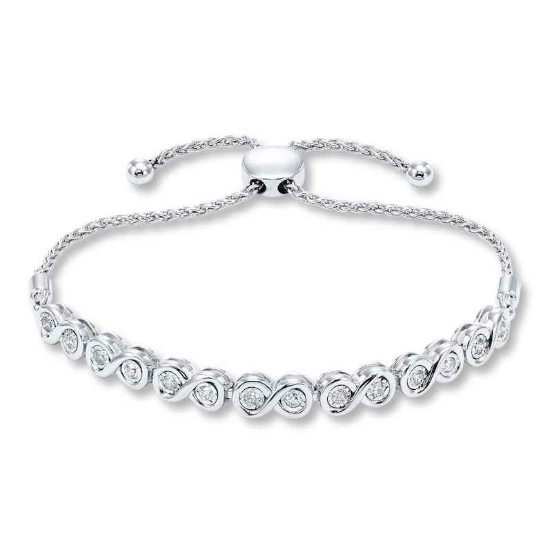 Main Image 1 of Previously Owned Diamond Infinity Bolo Bracelet 1/2 ct tw Round-cut Sterling Silver 9.5&quot;