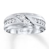Thumbnail Image 0 of Previously Owned Ever Us Men's Two-Stone Wedding Band 1 ct tw Round-cut Diamonds 14K White Gold