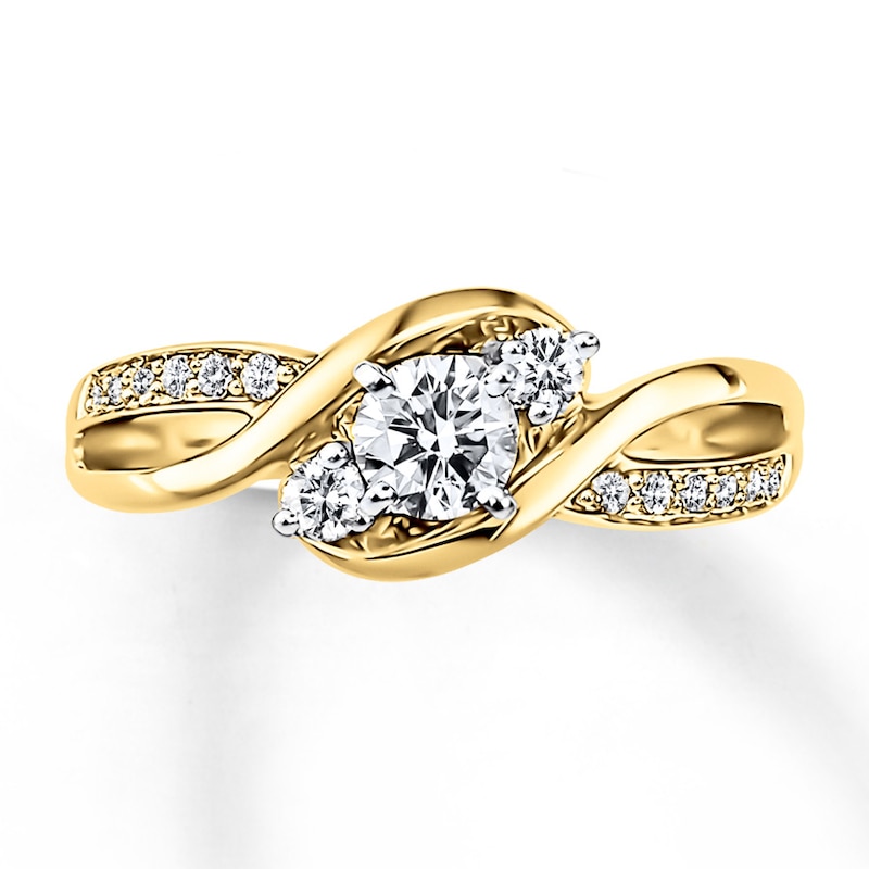 Previously Owned Three-Stone Diamond Engagement Ring 3/8 ct tw Round-cut 14K Yellow Gold