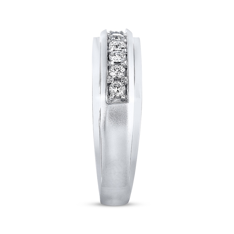 Main Image 3 of Previously Owned Men's THE LEO Diamond Wedding Band 1/2 ct tw Round-cut 14K White Gold