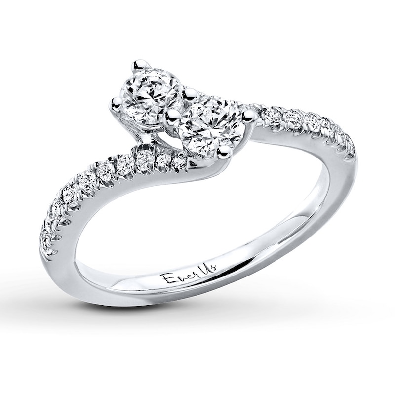 Previously Owned Ever Us Two-Stone Ring 3/4 ct tw Round-cut Diamonds 14K White Gold - Size 10