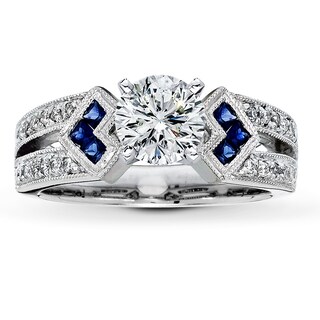 Previously Owned Sapphire Ring Setting 1/6 ct tw Round-cut Diamonds 14K ...