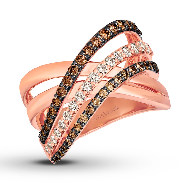 Main Image 1 of Previously Owned Le Vian Chocolate Diamond Ring 1-1/6 ct tw Round-cut 14K Strawberry Gold - Size 10.5