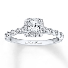 Previously Owned Neil Lane Bridal Diamond Ring 3/4 ct tw Princess & Round-cut 14K White Gold