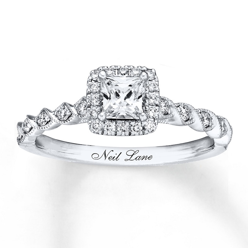 Main Image 1 of Previously Owned Neil Lane Bridal Diamond Ring 3/4 ct tw Princess & Round-cut 14K White Gold