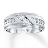 Thumbnail Image 1 of Previously Owned Ever Us Men's Two-Stone Wedding Band 1 ct tw Round-cut Diamonds 14K White Gold