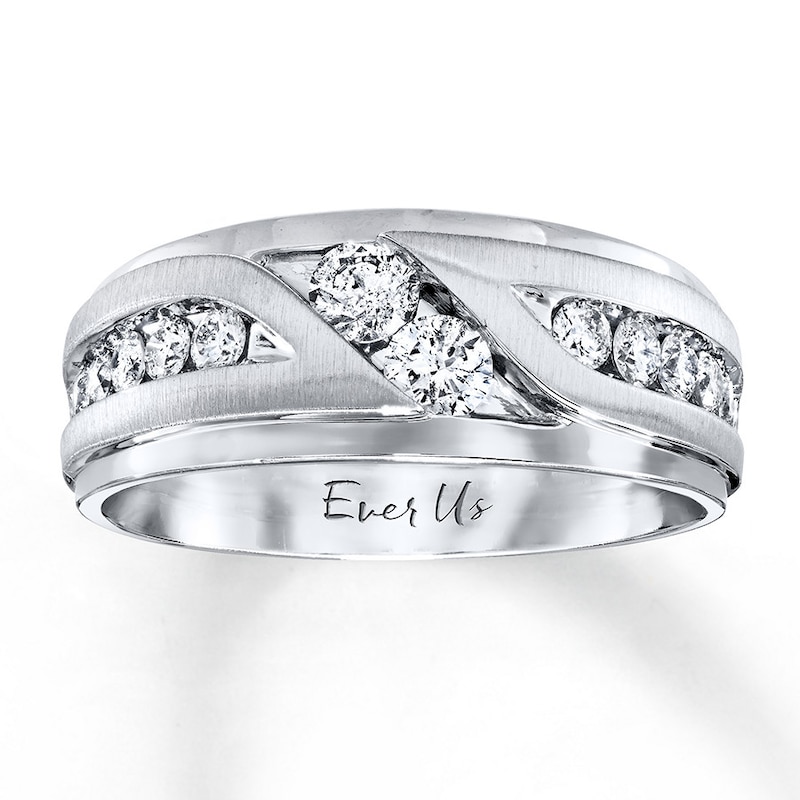 Main Image 1 of Previously Owned Ever Us Men's Two-Stone Wedding Band 1 ct tw Round-cut Diamonds 14K White Gold