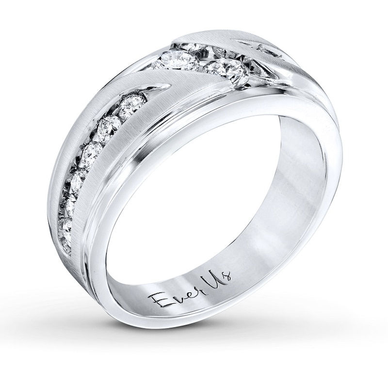 Main Image 2 of Previously Owned Ever Us Men's Two-Stone Wedding Band 1 ct tw Round-cut Diamonds 14K White Gold