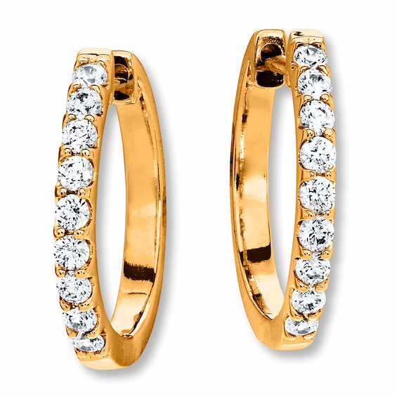 Previously Owned Diamond Hoop Earrings 1/2 ct tw Round-cut 14K Yellow Gold