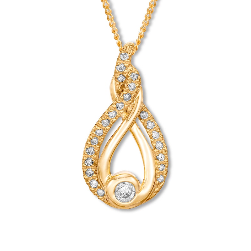 Previously Owned Interwoven Diamond Necklace 1/5 ct tw Round-cut 10K Yellow Gold 19"