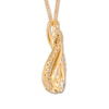 Thumbnail Image 1 of Previously Owned Interwoven Diamond Necklace 1/5 ct tw Round-cut 10K Yellow Gold 19"