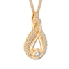 Thumbnail Image 2 of Previously Owned Interwoven Diamond Necklace 1/5 ct tw Round-cut 10K Yellow Gold 19"