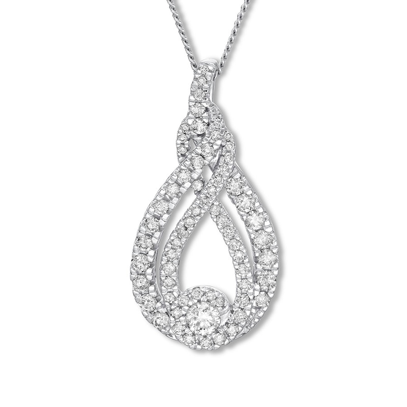 Previously Owned Interwoven Diamond Necklace 1 ct tw Round-cut 10K White Gold 19"