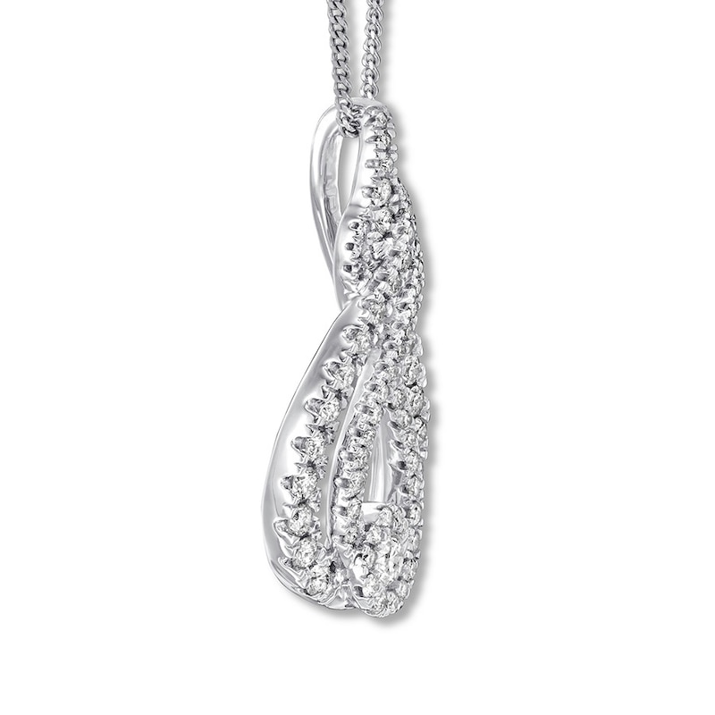 Previously Owned Interwoven Diamond Necklace 1 ct tw Round-cut 10K White Gold 19"