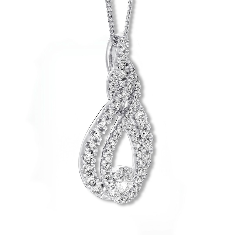 Previously Owned Interwoven Diamond Necklace 1 ct tw Round-cut 10K White Gold 19"