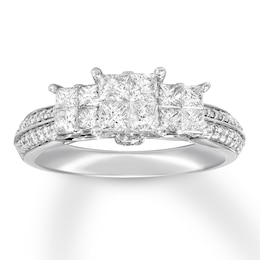 Previously Owned Diamond Engagement Ring 1 ct tw Princess & Round-cut 14K White Gold