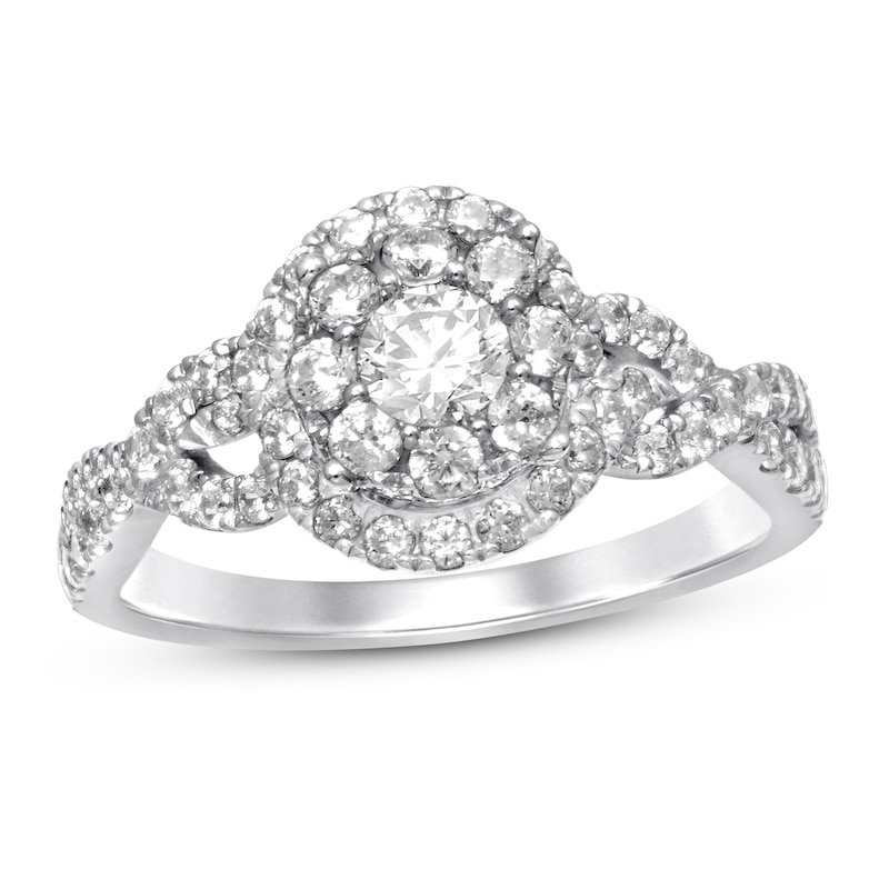 Main Image 1 of Previously Owned Diamond Engagement Ring 1 ct tw Round-cut 14K White Gold