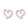 Thumbnail Image 0 of Previously Owned Diamond Heart Earrings 1/10 ct tw Round-cut 10K Rose Gold