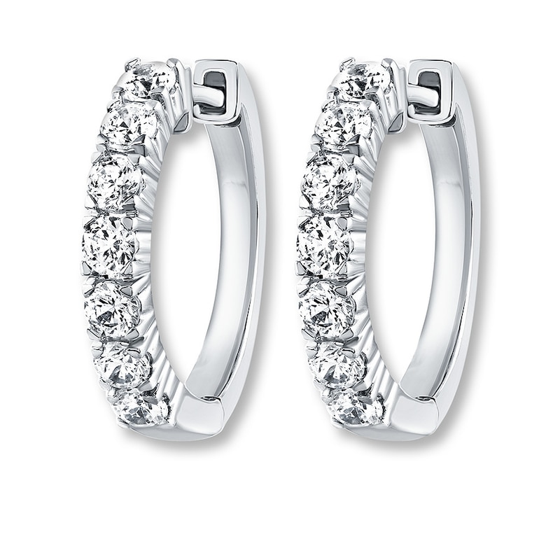 Main Image 3 of Previously Owned THE LEO Diamond Hoop Earrings 7/8 ct tw Diamonds 14K White Gold