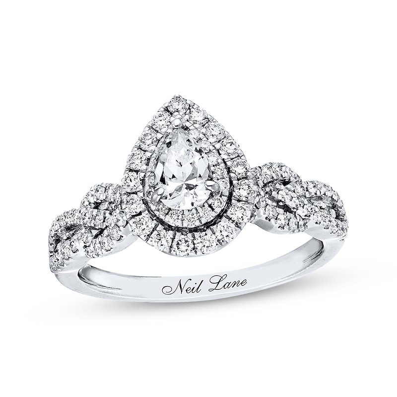 Previously Owned Neil Lane Bridal Ring 78 Ct Tw Pear Shaped Diamonds 14k White Gold Size 5 Kay 5189