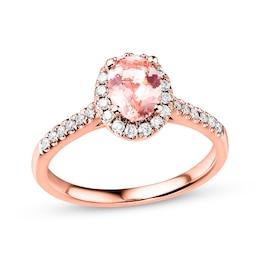 Previously Owned Morganite Engagement Ring 1/4 ct tw Round-cut Diamonds 14K Rose Gold