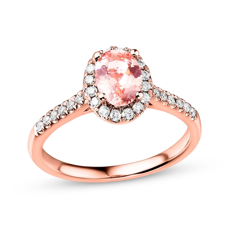 Main Image 1 of Previously Owned Morganite Engagement Ring 1/4 ct tw Round-cut Diamonds 14K Rose Gold