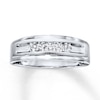 Thumbnail Image 1 of Previously Owned Men's Diamond Wedding Band 1/4 ct tw Round-cut 10K White Gold