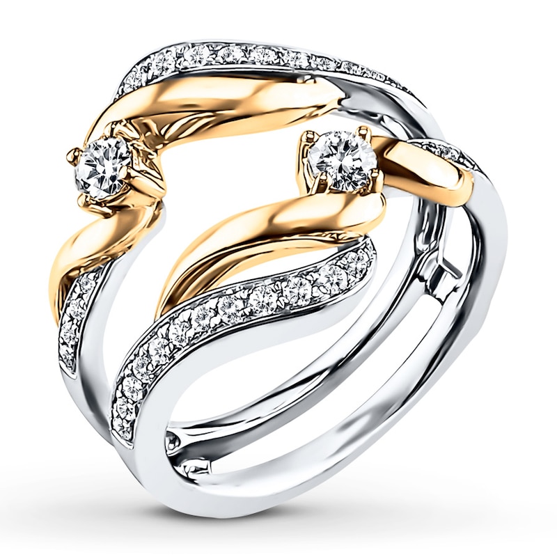 Main Image 4 of Previously Owned Diamond Enhancer Ring 1/2 ct tw Round-cut 14K Two-Tone Gold - Size 11.5