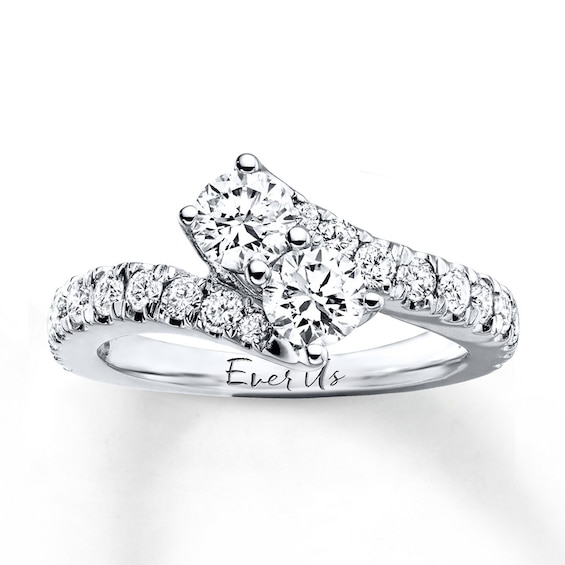 Previously Owned Ever Us Two-Stone Anniversary Ring ct tw Round-cut Diamonds 14K White Gold