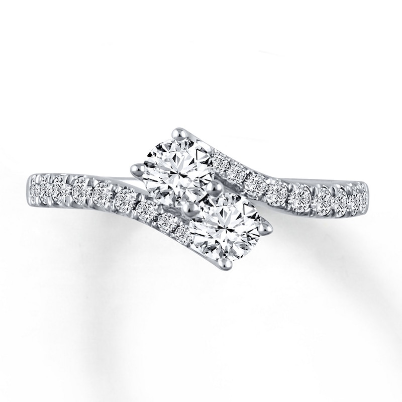 Previously Owned Ever Us Two-Stone Anniversary Ring 1 ct tw Round-cut Diamonds 14K White Gold - Size 4.75
