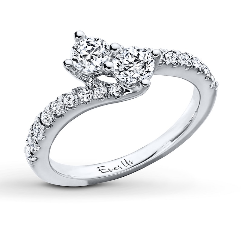 Previously Owned Ever Us Two-Stone Anniversary Ring 1 ct tw Round-cut Diamonds 14K White Gold - Size 4.75