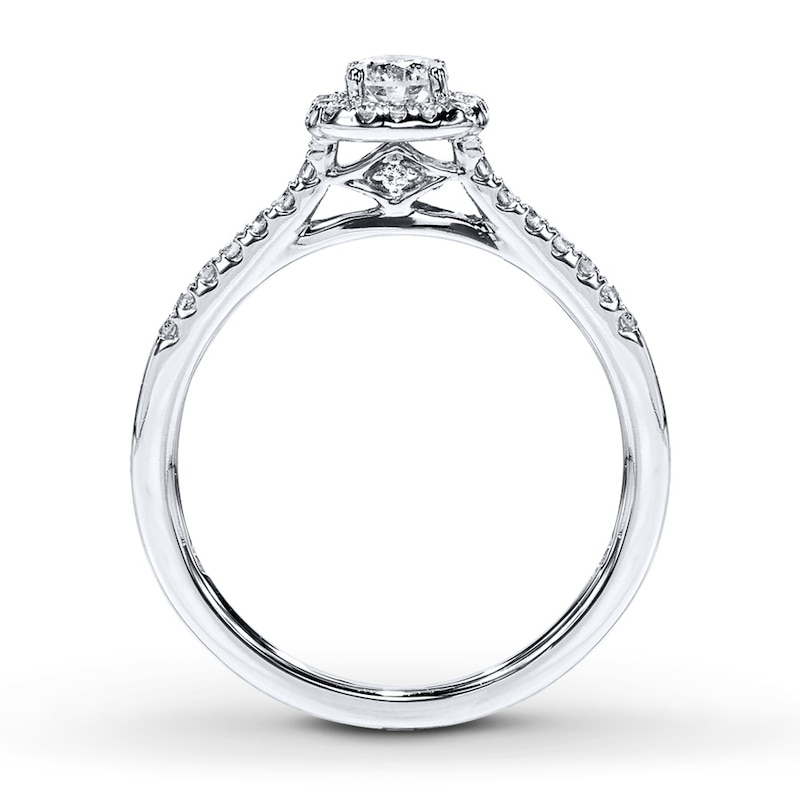 Main Image 2 of Previously Owned Diamond Engagement Ring 3/8 ct tw Round-cut 10K White Gold - Size 10