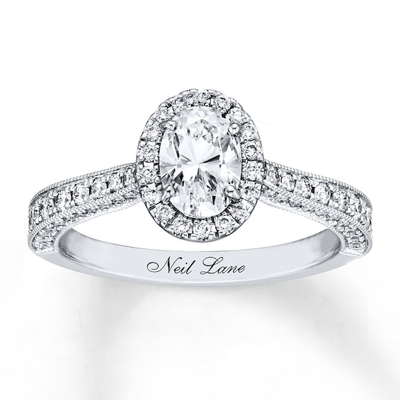 Previously Owned Neil Lane Engagement Ring 1-3/8 ct tw Oval-cut 14K White Gold - Size 5