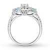 Thumbnail Image 2 of Previously Owned Aquamarine Engagement Ring 5/8 ct tw Princess & Round-cut Diamonds 14K White Gold