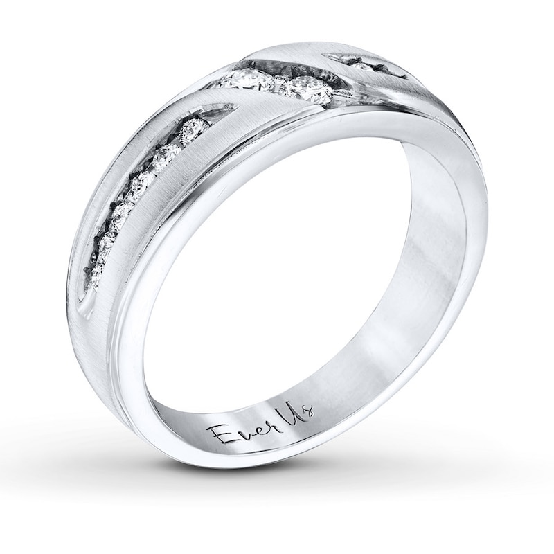 Main Image 2 of Previously Owned Ever Us Men's Two-Stone Wedding Band 1/2 ct tw Round-cut Diamonds 14K White Gold