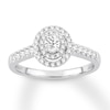 Thumbnail Image 1 of Previously Owned Diamond Engagement Ring 1/2 ct tw Oval & Round-cut 14K White Gold