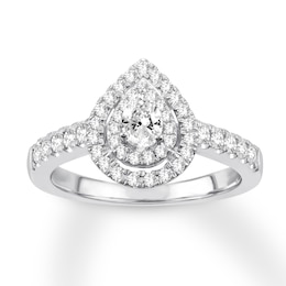 Previously Owned Diamond Engagement Ring 1/2 ct tw Pear & Round-cut 14K White Gold