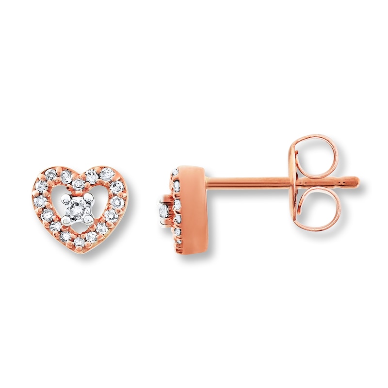 Main Image 1 of Previously Owned Diamond Heart Earrings 1/10 Carat tw 10K Rose Gold