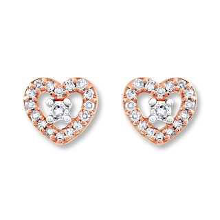 Previously Owned Diamond Heart Earrings 1/10 Carat tw 10K Rose Gold | Kay