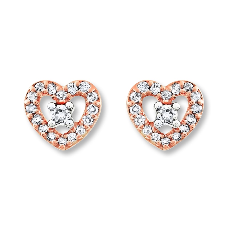 Previously Owned Diamond Heart Earrings 1/10 Carat tw 10K Rose Gold | Kay