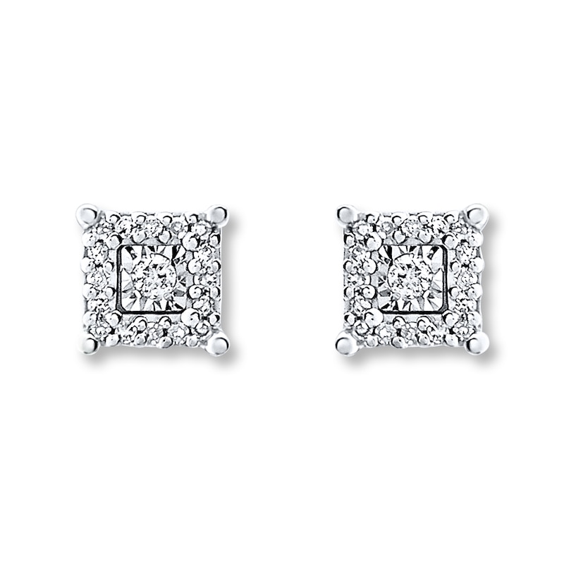 Previously Owned Diamond Earrings 1/10 Carat tw Round-cut Sterling Silver