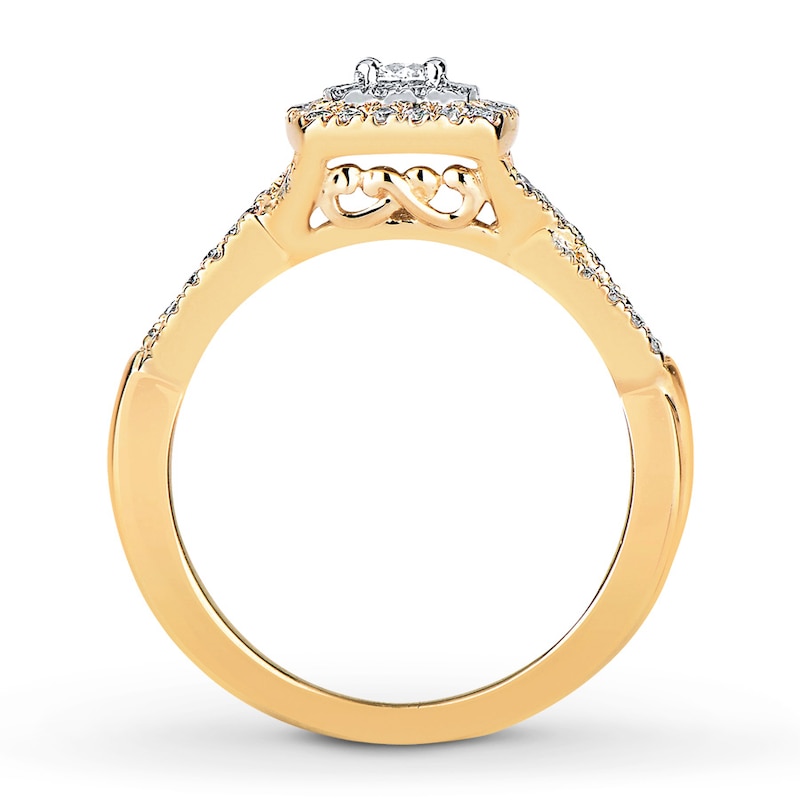 Main Image 2 of Previously Owned Diamond Engagement Ring 1/2 ct tw Round-cut 10K Two-Tone Gold