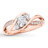 Thumbnail Image 1 of Previously Owned Three-Stone Engagement Ring 3/8 ct tw Round-cut Diamonds 14K Rose Gold