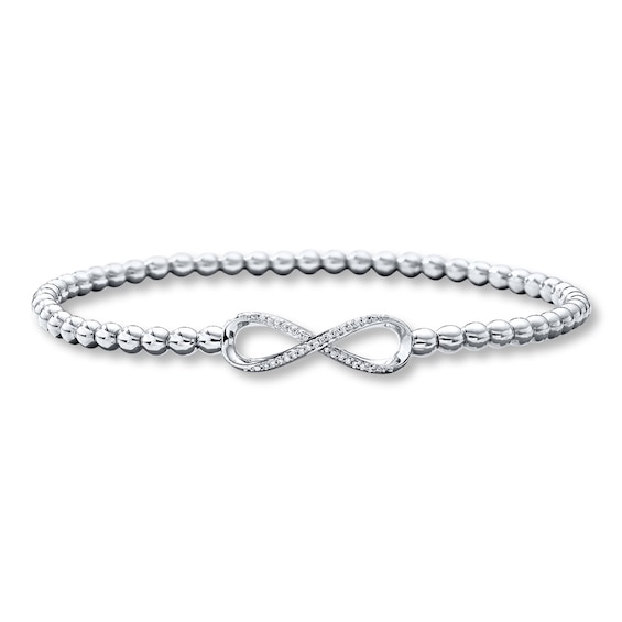 Previously Owned Infinity Bracelet Diamond Accents Sterling Silver